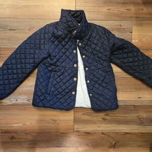 Navy Quilted Jacket with Gold Buttons